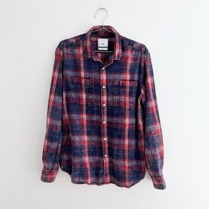 Zara Zip Code 1992 Grunge Acid Wash Plaid Shirt Size XL